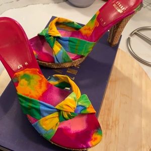 Stuart Weitzman “Knot So” tropical slide heels Size 6.5